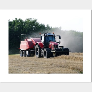 Straw Baling as the Sun Goes Down Posters and Art